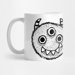 Cute fluffy monster black and white Mug